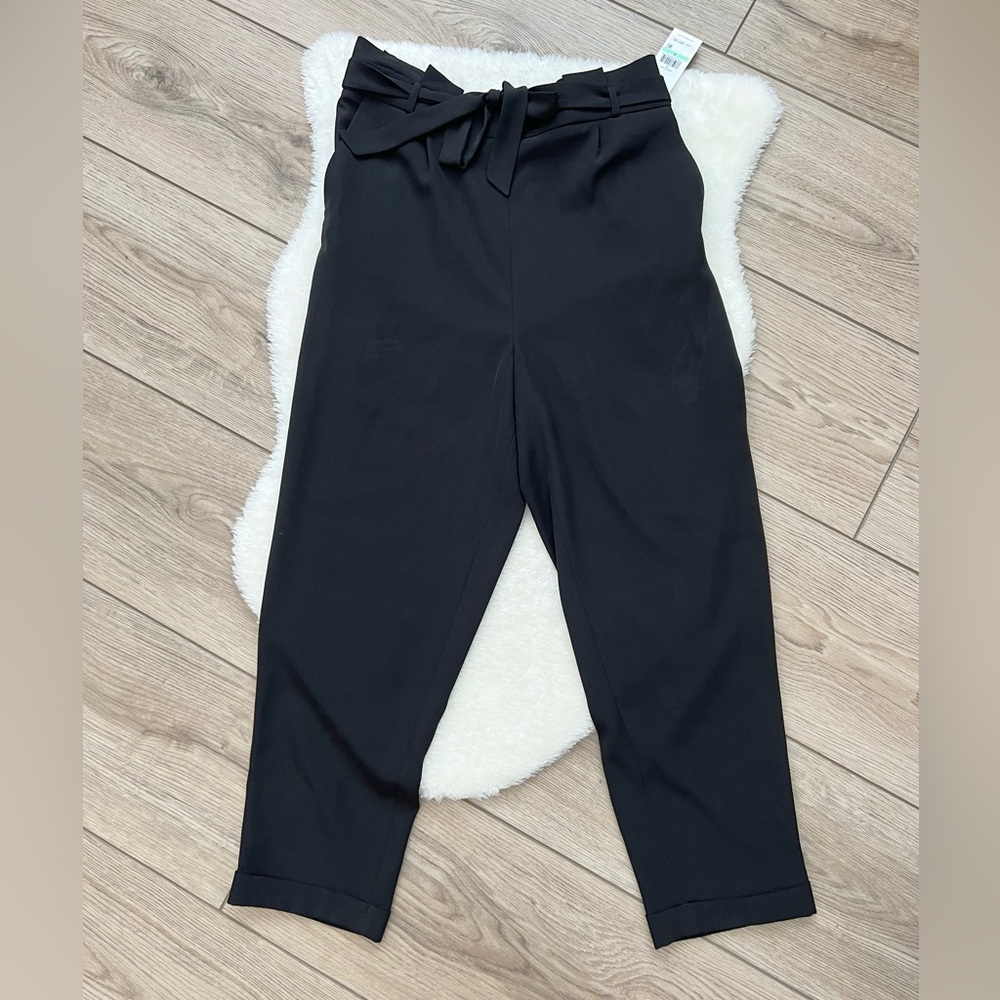 CALVIN KLEIN Black Paperbag Waist Trousers Pants Size 8